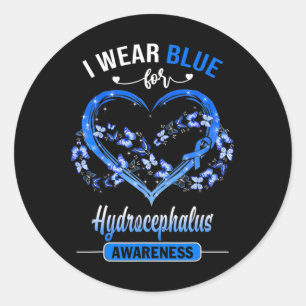 Awareness I Wear Blue Butterfly Heart Classic Round Sticker