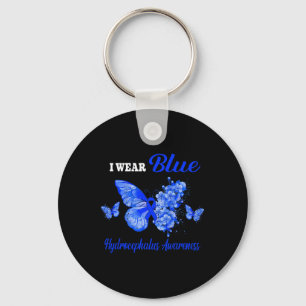 Awareness I Wear Blue Butterfly Key Ring