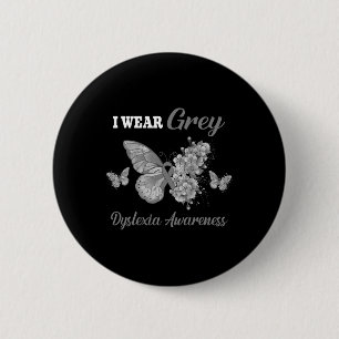 Awareness I Wear Grey Butterfly  6 Cm Round Badge