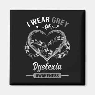 Awareness I Wear Grey Butterfly Heart Magnet