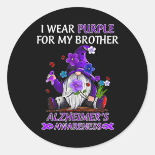 Awareness I Wear Purple For My Brother Gnome  Classic Round Sticker