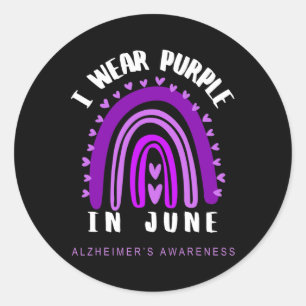 Awareness I Wear Purple In June Heimer Support  Classic Round Sticker