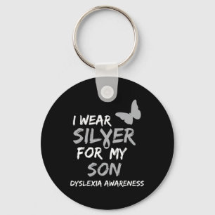Awareness I Wear Silver For My Son Ribbon Key Ring