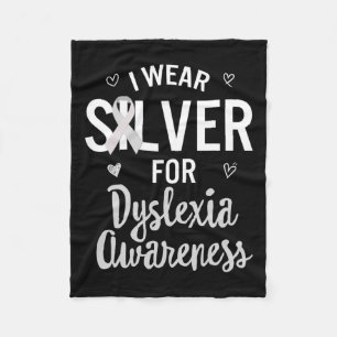 Awareness I Wear Silver Ribbon Learning Reading Di Fleece Blanket