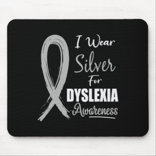 Awareness I Wear Silver Ribbon Learning Reading Mouse Pad