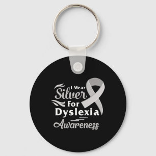 Awareness I Wear Silver Ribbon Learning Reading So Key Ring