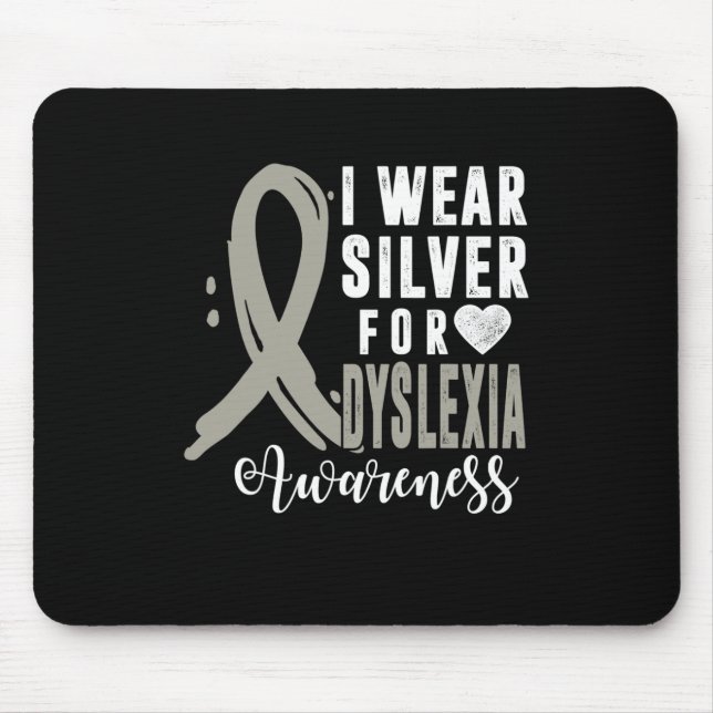 Awareness I Wear Silver Ribbon Learning Reading So Mouse Pad (Front)