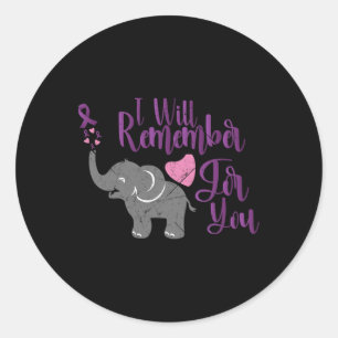 Awareness I Will Remember For You Cute Elephant  Classic Round Sticker
