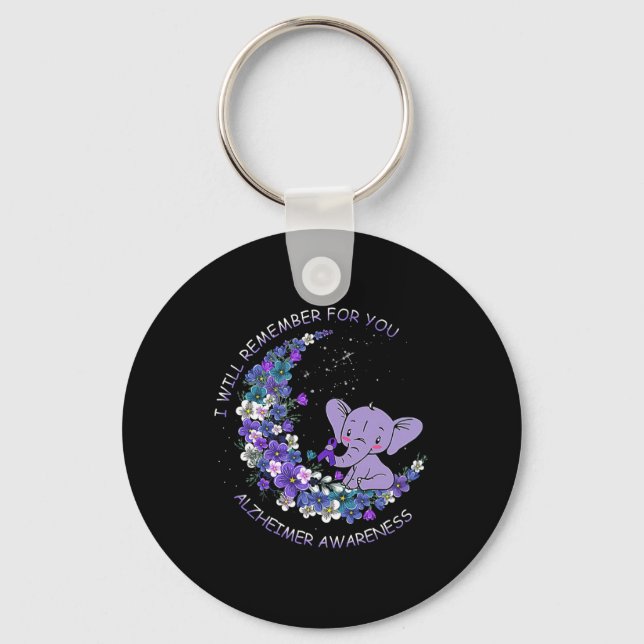 Awareness I Will Remember For You Elephant Moon  Key Ring (Front)