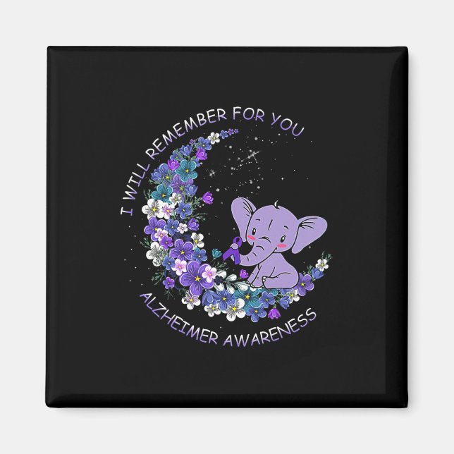 Awareness I Will Remember For You Elephant Moon  Magnet (Front)