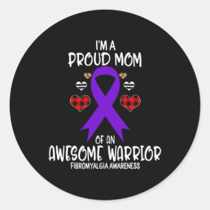 Awareness I'm Proud Mum Of Awesome Warrior Classic Round Sticker