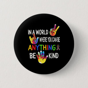 Awareness In World Be Kind Asl Language Puzzle Rib 6 Cm Round Badge