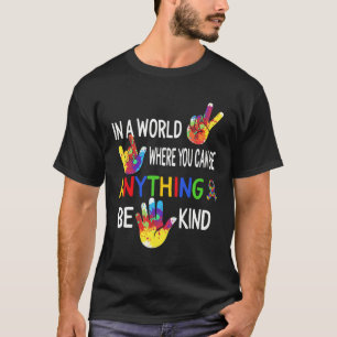 Awareness In World Be Kind Asl Language Puzzle Rib T-Shirt
