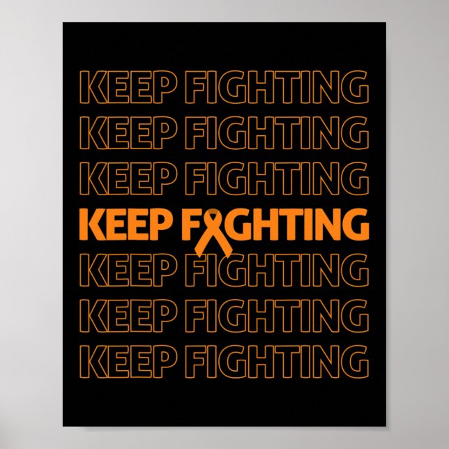 Awareness Keep Fighting Orange Ribbon Boxing Glove Poster (Front)