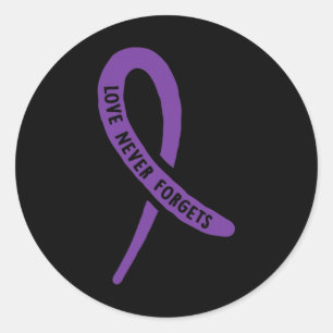 Awareness Love Never Forgets Purple Ribbon Classic Round Sticker
