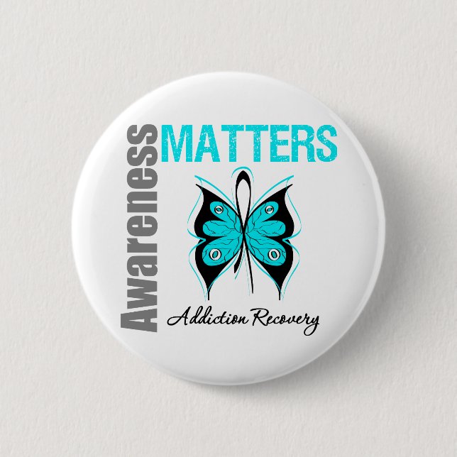 Awareness Matters Butterfly Addiction Recovery 6 Cm Round Badge (Front)