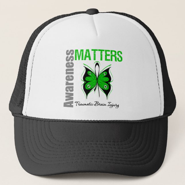 Awareness Matters Butterfly Traumatic Brain Injury Trucker Hat (Front)