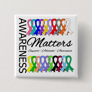 Awareness Matters Ribbons Of Cancer 15 Cm Square Badge