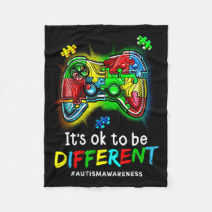 Awareness Men Kids Boys Autism Video Game Month Fleece Blanket