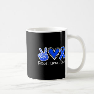 Awareness Month Blue Ribbon Peace Love Cure Faith Coffee Mug