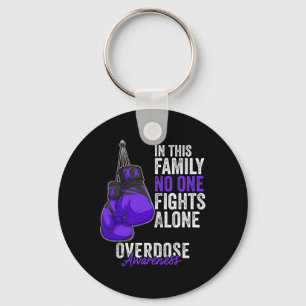 Awareness Month Boxing Gloves Purple Ribbon Key Ring