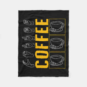 Awareness Month Coffee Asl Lover Trendy Love Deaf Fleece Blanket