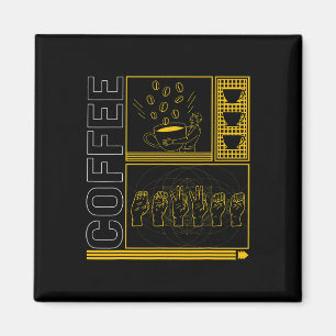 Awareness Month Coffee Asl Lover Trendy Love Deaf  Magnet