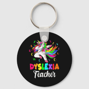 Awareness Month Dyslexia Teacher Unicorn Therapist Key Ring
