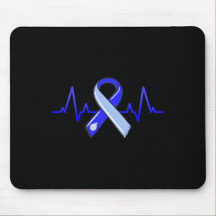 Awareness Month Heartbeat Blue Ribbon  Mouse Pad