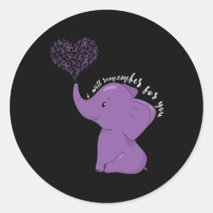 Awareness Month I End Purple Ribbon Elephant Classic Round Sticker