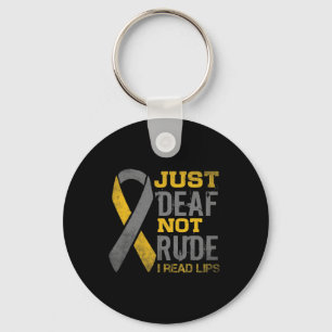 Awareness Month Just Deaf Not Rude Asl Sign Langua Key Ring