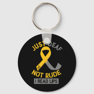 Awareness Month Just Deaf Not Rude Asl Sign Langua Key Ring