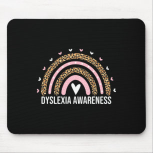 Awareness Month Leopard Rainbow Dyslexia For Women Mouse Pad