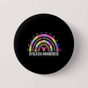 Awareness Month Leopard Rainbow For Women Dyslexic 6 Cm Round Badge