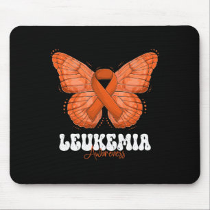 Awareness Month Orange Ribbon Butterfly Mouse Pad