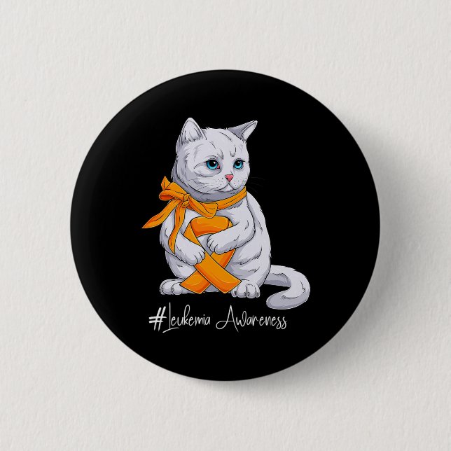 Awareness Month Orange Ribbon Cat  6 Cm Round Badge (Front)