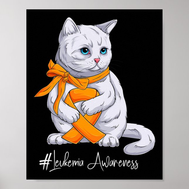 Awareness Month Orange Ribbon Cat  Poster (Front)