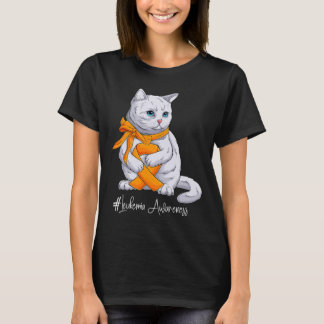 Awareness Month Orange Ribbon Cat  T-Shirt