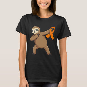 Awareness Month Orange Ribbon Dabbing Sloths Gift  T-Shirt