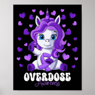 Awareness Month Purple Ribbon Unicorn Poster