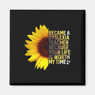 Awareness Month Sunflower Job Dyslexia Teacher Magnet