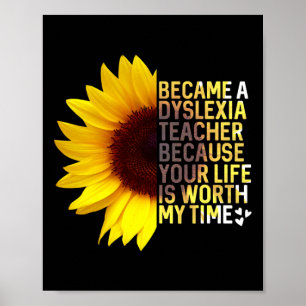 Awareness Month Sunflower Job Dyslexia Teacher  Poster