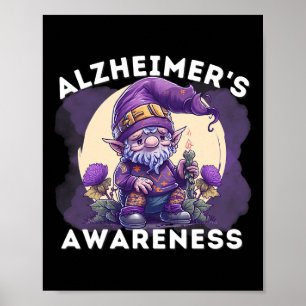 Awareness Month T Heimer Gnome Purple Ribbons Poster
