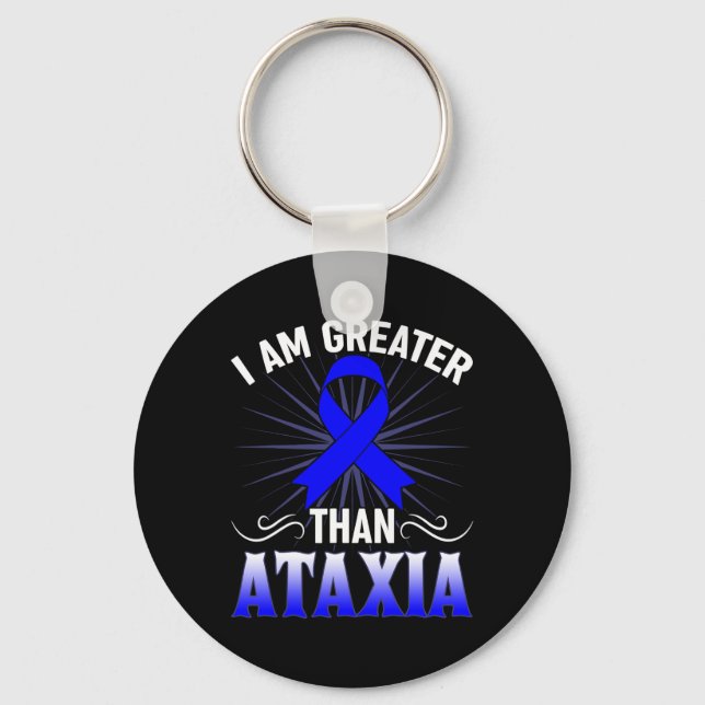 Awareness Neurological Sign Hemiataxia Blue Ribbon Key Ring (Front)