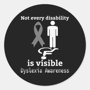 Awareness October Silver Ribbon Dyslexic Teacher 1 Classic Round Sticker