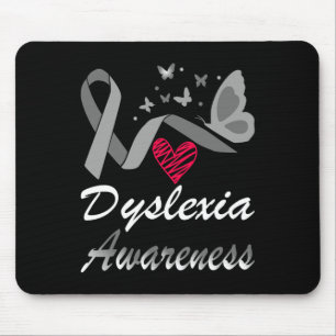 Awareness October Silver Ribbon Dyslexic Teacher  Mouse Pad