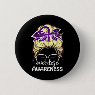 Awareness Outfit Messy Hair Bun Women 6 Cm Round Badge
