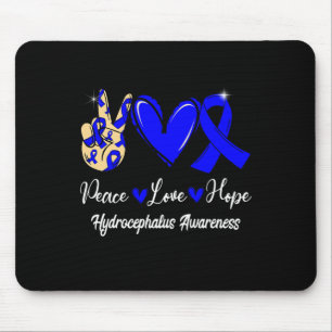 Awareness Peace Love Hope Blue Ribbon Mouse Pad