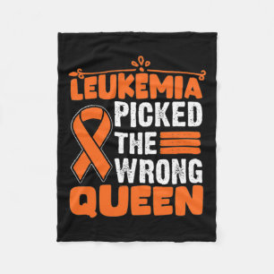Awareness Picked The Wrong Queen Leukaemia Orange Fleece Blanket