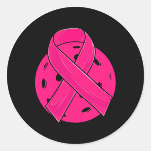 Awareness Pink Ribbon Pickleball Breast Cancer Classic Round Sticker